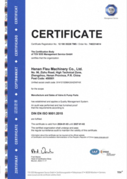 FLEU-ISO 9001-2015-Casting