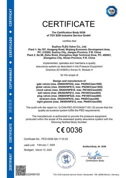 FLEU-PED 2014-68-EU (CE0036) TÜV